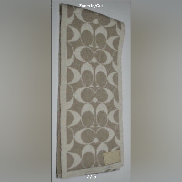 Coach Signature Logo C Merino Wool Scarf - Picture 5 of 5